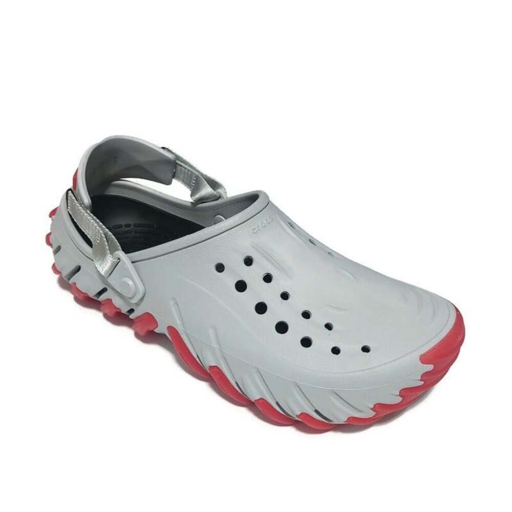 NWT Crocs Echo Icy Ro Clog Sandals Mens Size 13 Atmosphere Gray Red Slip On Shoe